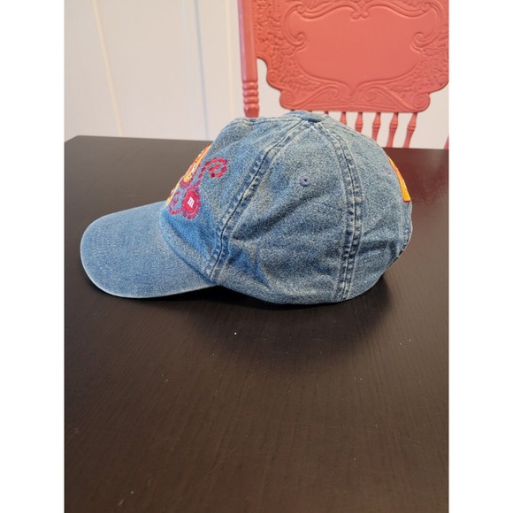 Vintage M&M's Denim Hat Orange M&M World Las Vegas Embroidered Jean Strap Cap - Picture 2 of 5